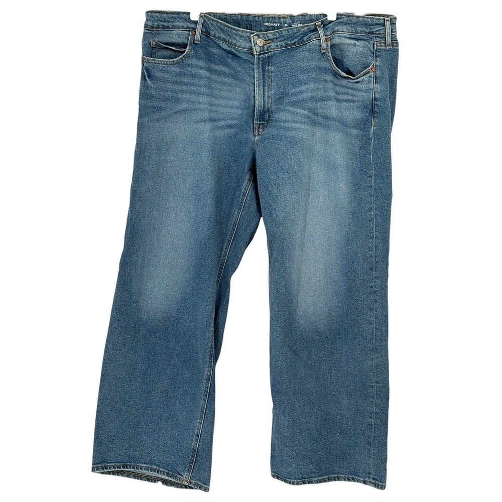 Old Navy Mid Rise‎ Wide Leg Jeans Medium Wash Stretch Size 22